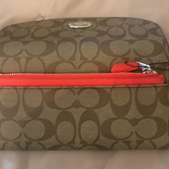 Coach Wallet signature canvas pop slim Envelope wallet khaki and orange - Picture 4 of 5
